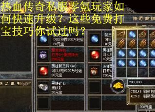热血传奇私服零氪玩家如何快速升级？这些免费打宝技巧你试过吗？