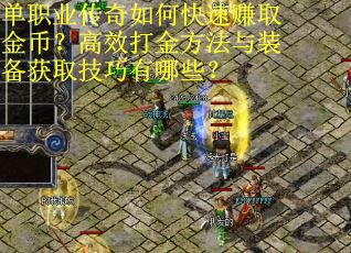单职业传奇如何快速赚取金币？高效打金方法与装备获取技巧有哪些？