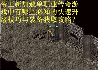帝王新加速单职业传奇游戏中有哪些必知的快速升级技巧与装备获取攻略？