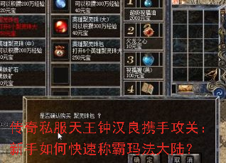 传奇私服天王钟汉良携手攻关:新手如何快速称霸玛法大陆? 传奇私服天王钟汉良携手攻关:新手如何快速称霸玛法大陆?